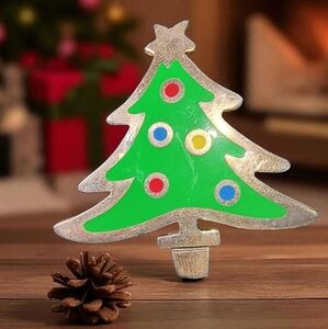 Vintage Taxco A&J Harvey Signed Sterling Silver Christmas Tree Brooch